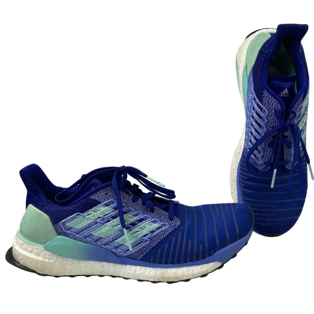 Adidas Solar Boost Running Shoes Womens 10 Sneaker Blue Green Bb6602 Gym Workout